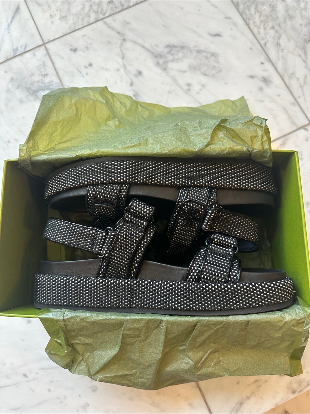 Tory Burch Black Studded Double-Strap Sport Sandals - Picture 4 of 4